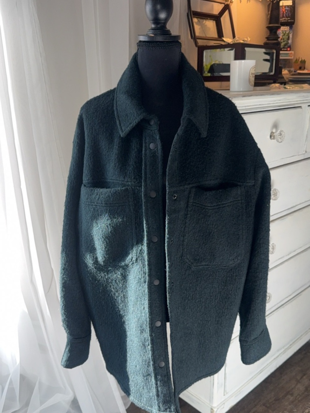 Women’s Dark Green Sherpa Shacket - TopShop